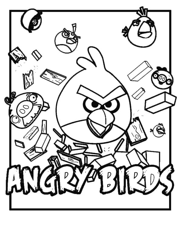 ausmalbilder Angry Birds in Aktion