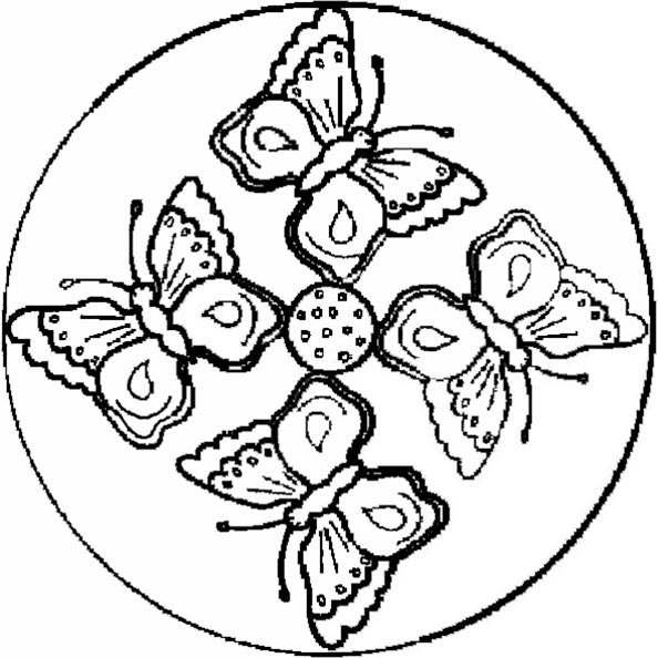 Mandala mit vier Schmetterlingen