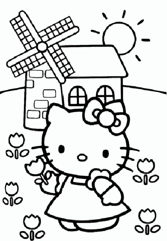 Hello Kitty in der Mühle der Stadt