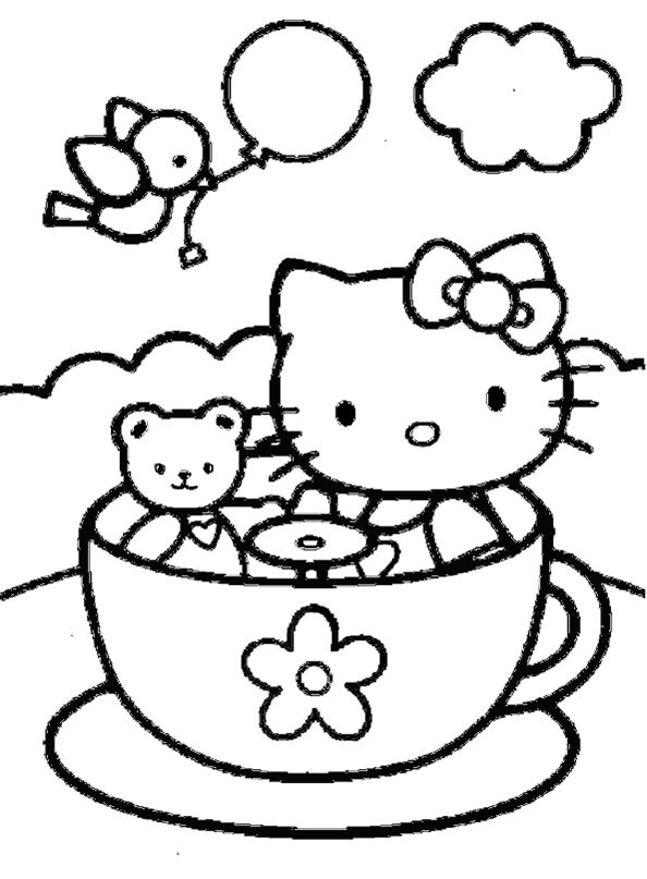 Hello Kitty in einer großen Tasse