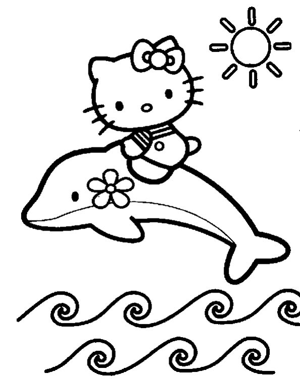 Hello Kitty auf einem Delphin reitet